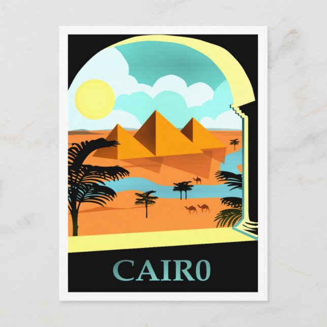 Carte Postale Le Caire, affiche de voyage vintage en Egypte (Devant)
