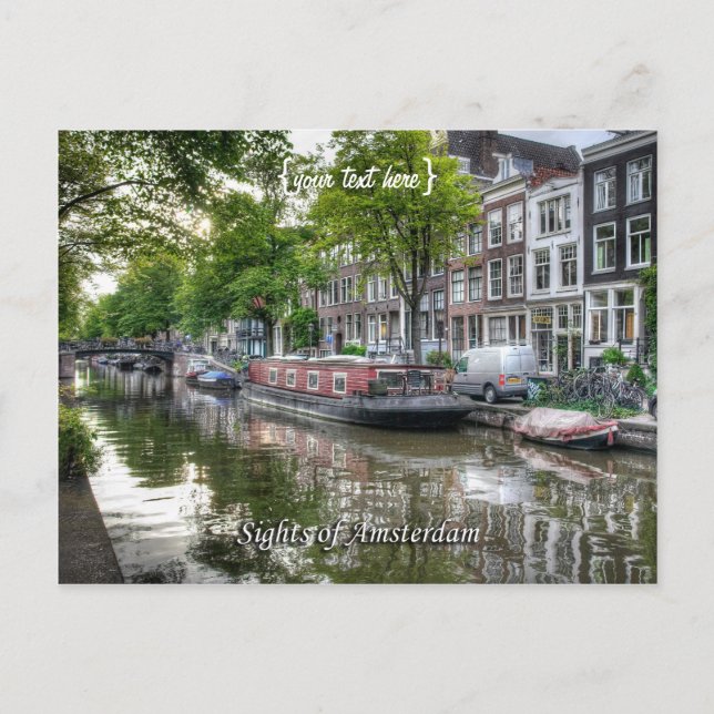 Carte Postale Le Canal tranquille d'Amsterdam (Devant)