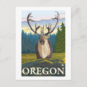Carte Postale Le caribou dans la nature - Poster Vintage voyage