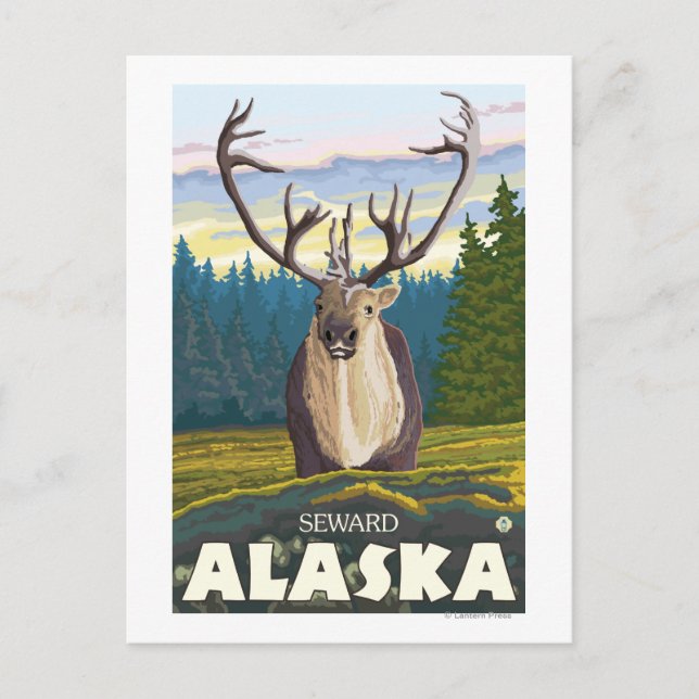 Carte Postale Le caribou dans la nature - Seward, Alaska (Devant)