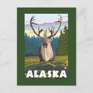 Carte Postale Le caribou de l'Alaska dans le Vintage voyage sauv