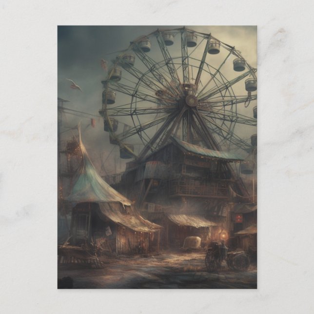 Carte Postale Le Carnaval dystopique Abandonné Tente Ferris Whee (Devant)