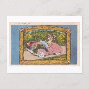Carte Postale Le cerf comme chasseur Drôle Vintage