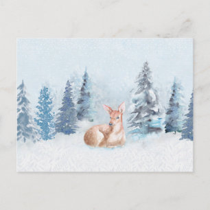Carte Postale Le cerf d'hiver chic en forêt