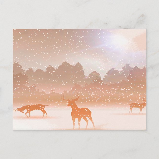Carte Postale Le Cerf En Hiver (Devant)