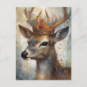 Carte Postale Le cerf mignon dans une couronne