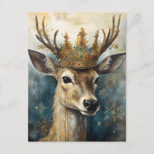 Carte Postale Le cerf mignon dans une couronne