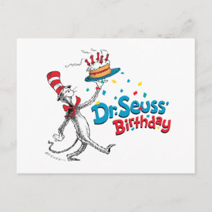 Carte Postale Le chat dans le Casquette Anniversaire du Dr Seu