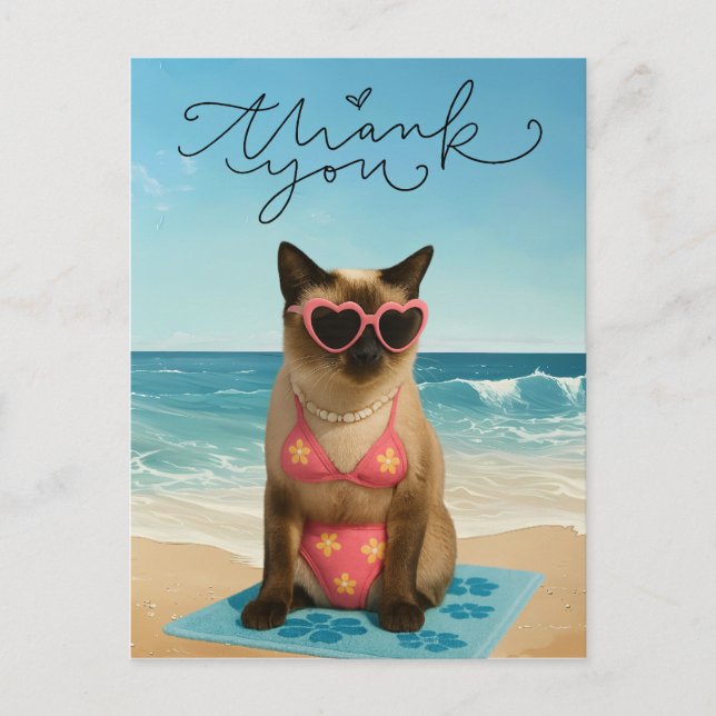 Carte Postale Le chat est sur la plage (Devant)