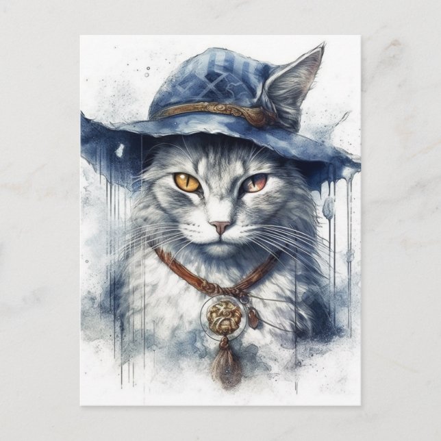 Carte Postale Le chat familier des sorcières (Devant)