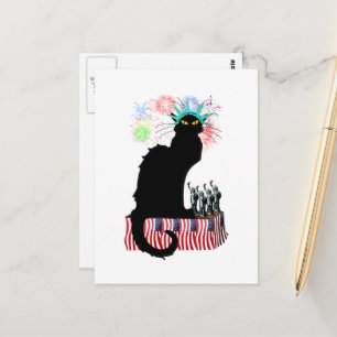 Carte Postale Le Chat Noir USA Fête de l'Indépendance