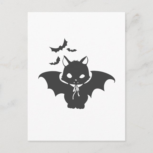 Carte Postale Le chat vampire a la canine - Choisissez la couleu (Devant)
