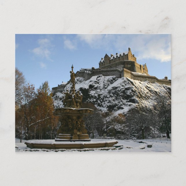 Carte Postale Le château d'Édimbourg en hiver (Devant)