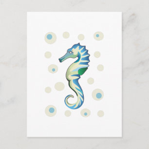 CARTE POSTALE LE CHEVAL DE MER ET LES BULLES