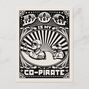 Carte Postale Le chien est mon co-pirate