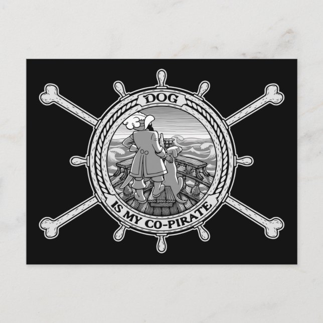 Carte Postale Le Chien Est Mon Co-Pirate II (Devant)
