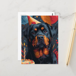 Carte Postale Le chien Rottweiler d'anniversaire