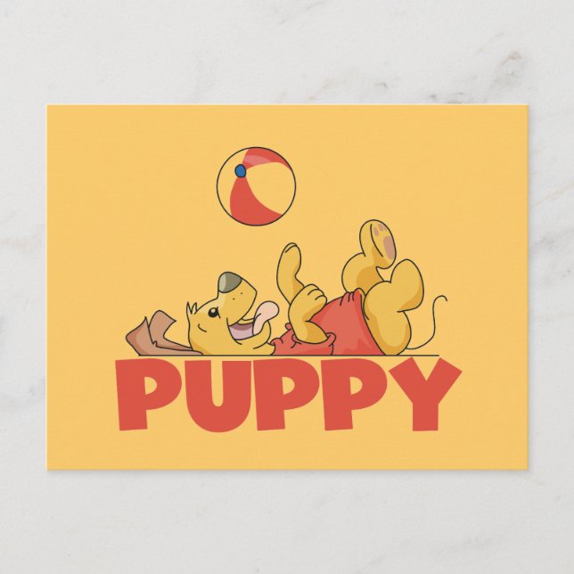 Carte Postale Le chiot joue des T-shirts et des cadeaux (Devant)