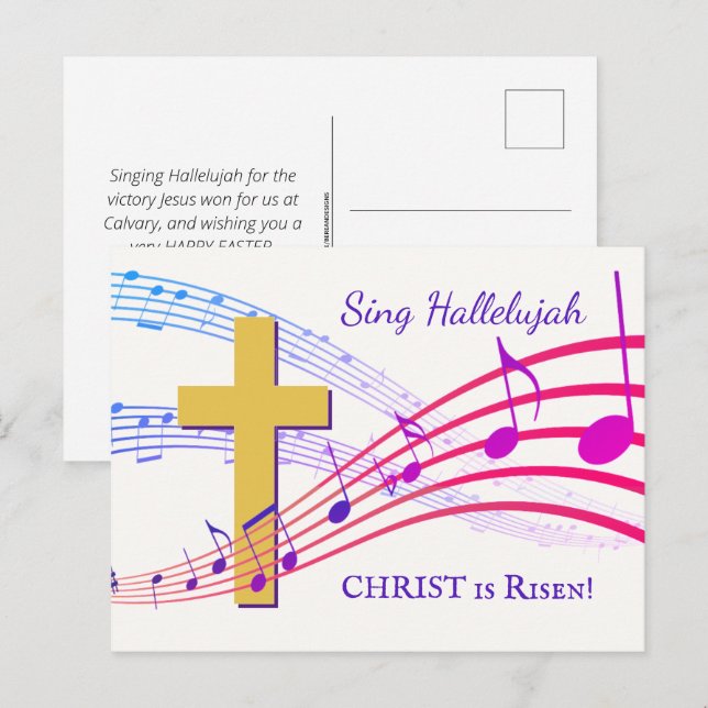 Carte Postale LE CHRIST DE HALLELUJAH EST REMONTÉ Pâques (Devant / Derrière)
