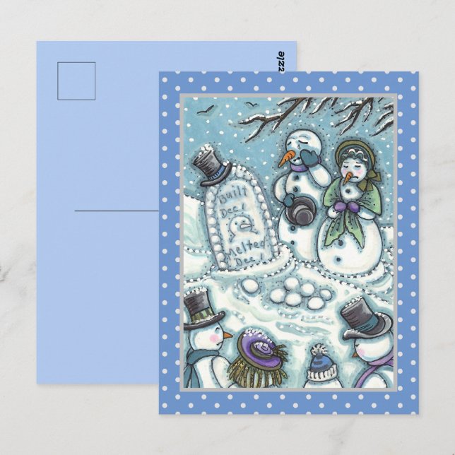 CARTE POSTALE LE CIMETIÈRE DE LA NEIGE, MÉLTÉE AVANT SON TEMPS,  (Devant / Derrière)