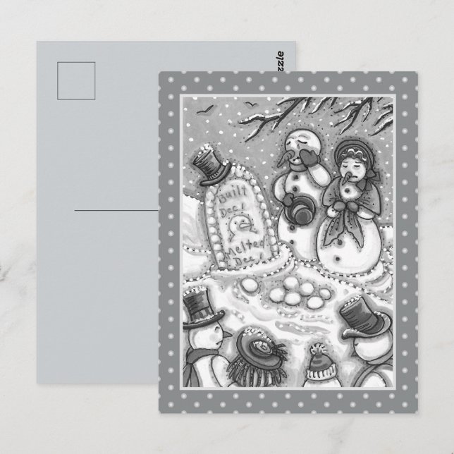 CARTE POSTALE LE CIMETIÈRE DE LA NEIGE, MÉLTÉE AVANT SON TEMPS,  (Devant / Derrière)