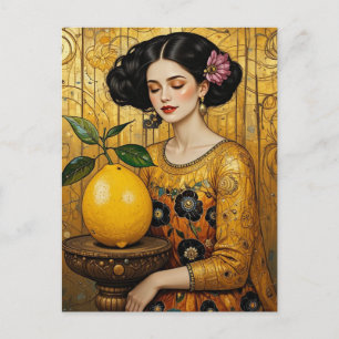 Carte Postale Le citron et la dame