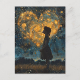 Carte Postale Le coeur dans les étoiles fille