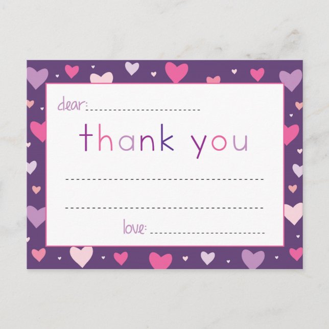 Carte Postale Le coeur des enfants se remplit dans le vide Merci (Devant)
