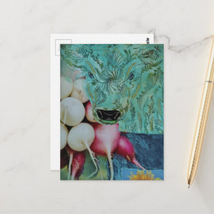 Carte Postale Le collage de la vache et des radis
