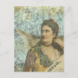 Carte Postale Le collage numérique de la dame ailée