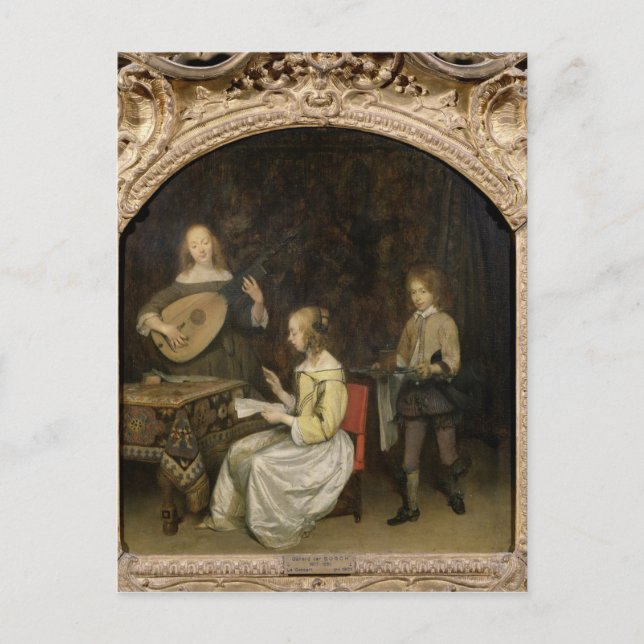 Carte Postale Le Concert : Chanteur et Joueur de Théorbo (Devant)