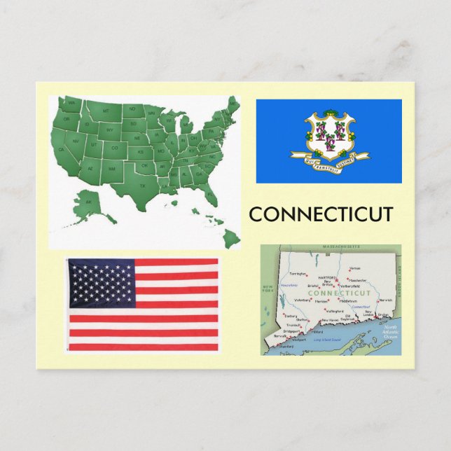 Carte Postale Le Connecticut, Etats-Unis (Devant)