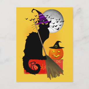 Carte Postale Le Conversation Noir Halloween Witch