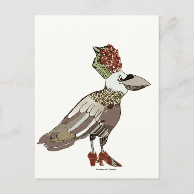 Carte Postale Le Corbeau fantaisiste est tout habillé par Shosha (Devant)