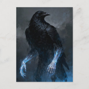 Carte Postale Le corbeau noir aux bras humains dark fantasy