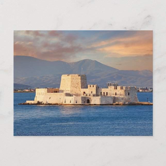 Carte Postale Le coucher de soleil au château de Bourtzi de Nafp (Devant)
