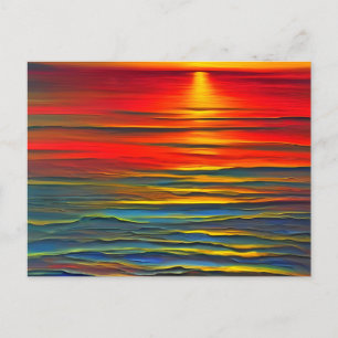 Carte Postale Le coucher de soleil de l'océan de manière abstrai