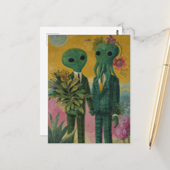 Carte Postale Le couple Alien (Devant/Arrière en situation)