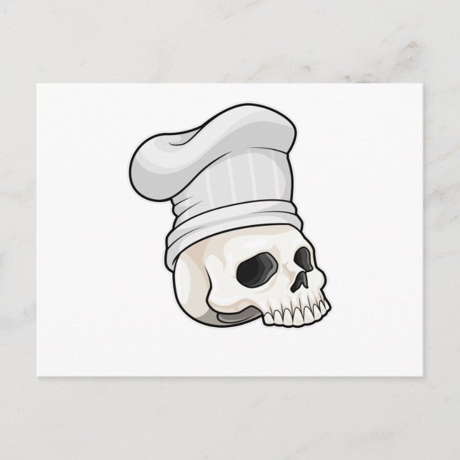 Carte Postale Le crâne cuisiné avec le casquette chef (Devant)