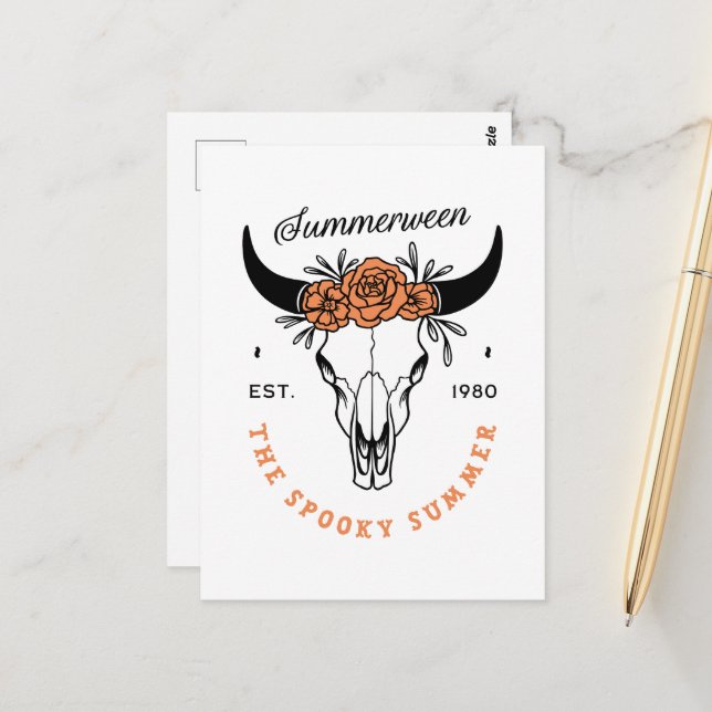 Carte Postale Le crâne de la fête de l'été éffrayant d'Summerwee (Devant/Arrière en situation)