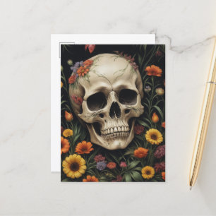 Carte Postale Le crâne humain en fleurs