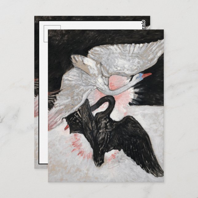 Carte Postale Le Cygne, Groupe IX, No 2 par Hilma af Klint (Devant / Derrière)