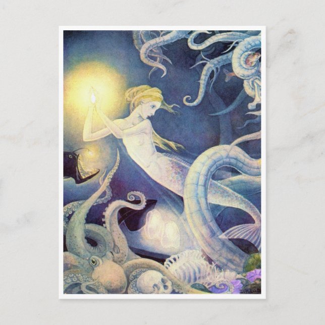 Carte Postale Le danger de la petite sirène par Dorothy Lathrop (Devant)