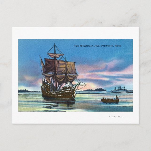 Carte Postale Le débarquement de Mayflower en 1620 (Devant)