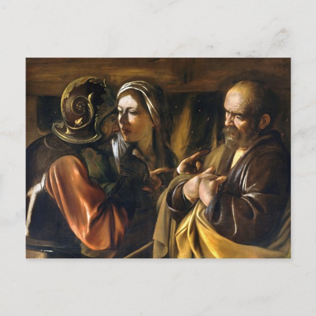 Carte Postale Le déni de Saint Pierre par Caravaggio (1610) (Devant)