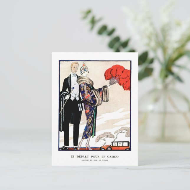 Carte Postale Le départ pour le casino par George Barbier (Debout devant)
