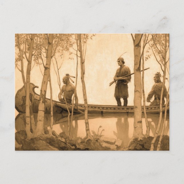 Carte Postale Le Dernier des Mohicans, 1919 par N. C. Wyeth (Devant)