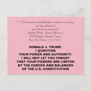 Carte Postale Le dictateur Trump contrôle et équilibre la résist