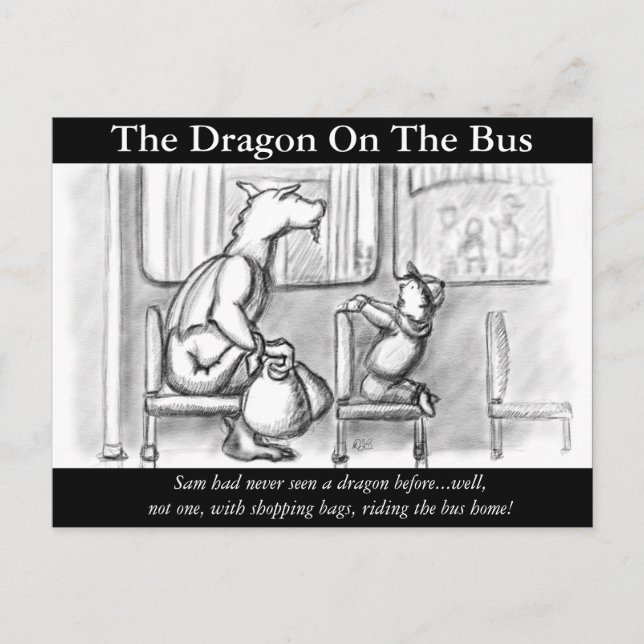 Carte Postale Le Dragon Dans Le Bus. (Devant)