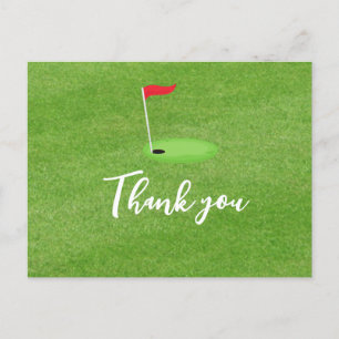 Carte Postale Le drapeau de golf sur l'herbe verte merci pour la
